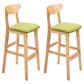 Footrest Wood Upholstered Bar Stool Matte Finish 28.74'' Low Back Stool Green Natural 2 Piece Set Clearhalo 'Bar Furniture' 'Bar Stools' 'bar_stools' 'furn' 'furn_bar_stools' 'Furniture' 'furniture_bar_stools' 'Kitchen & Dining Furniture' 4855346