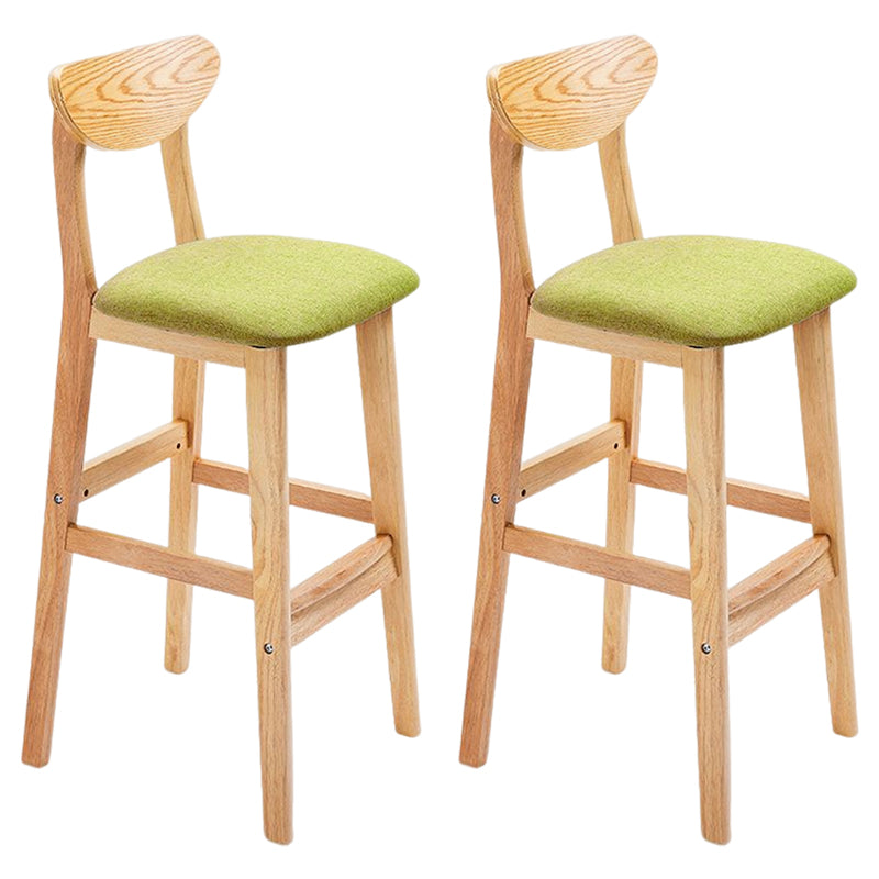 Footrest Wood Upholstered Bar Stool Matte Finish 28.74'' Low Back Stool Green Natural 2 Piece Set Clearhalo 'Bar Furniture' 'Bar Stools' 'bar_stools' 'furn' 'furn_bar_stools' 'Furniture' 'furniture_bar_stools' 'Kitchen & Dining Furniture' 4855346
