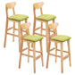 Footrest Wood Upholstered Bar Stool Matte Finish 28.74'' Low Back Stool Green Natural 4 Piece Set Clearhalo 'Bar Furniture' 'Bar Stools' 'bar_stools' 'furn' 'furn_bar_stools' 'Furniture' 'furniture_bar_stools' 'Kitchen & Dining Furniture' 4855347