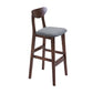 Footrest Wood Upholstered Bar Stool Matte Finish 28.74'' Low Back Stool Grey Brown 1 Piece Clearhalo 'Bar Furniture' 'Bar Stools' 'bar_stools' 'furn' 'furn_bar_stools' 'Furniture' 'furniture_bar_stools' 'Kitchen & Dining Furniture' 4855351