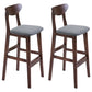 Footrest Wood Upholstered Bar Stool Matte Finish 28.74'' Low Back Stool Grey Brown 2 Piece Set Clearhalo 'Bar Furniture' 'Bar Stools' 'bar_stools' 'furn' 'furn_bar_stools' 'Furniture' 'furniture_bar_stools' 'Kitchen & Dining Furniture' 4855352