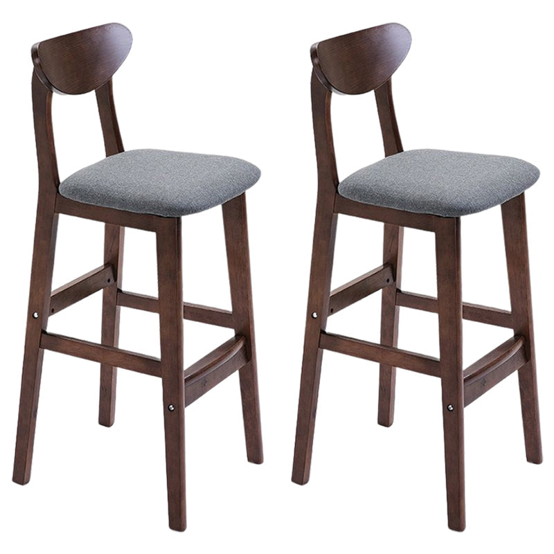 Footrest Wood Upholstered Bar Stool Matte Finish 28.74'' Low Back Stool Grey Brown 2 Piece Set Clearhalo 'Bar Furniture' 'Bar Stools' 'bar_stools' 'furn' 'furn_bar_stools' 'Furniture' 'furniture_bar_stools' 'Kitchen & Dining Furniture' 4855352