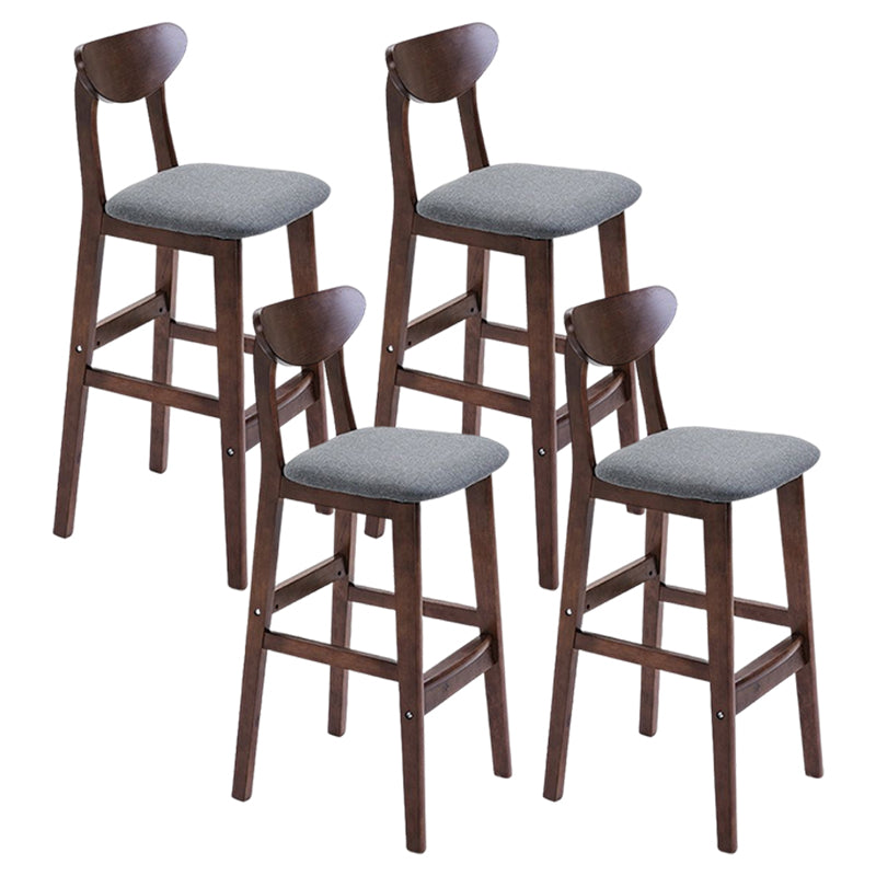 Footrest Wood Upholstered Bar Stool Matte Finish 28.74'' Low Back Stool Grey Brown 4 Piece Set Clearhalo 'Bar Furniture' 'Bar Stools' 'bar_stools' 'furn' 'furn_bar_stools' 'Furniture' 'furniture_bar_stools' 'Kitchen & Dining Furniture' 4855353