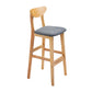 Footrest Wood Upholstered Bar Stool Matte Finish 28.74'' Low Back Stool Grey Natural 1 Piece Clearhalo 'Bar Furniture' 'Bar Stools' 'bar_stools' 'furn' 'furn_bar_stools' 'Furniture' 'furniture_bar_stools' 'Kitchen & Dining Furniture' 4855354