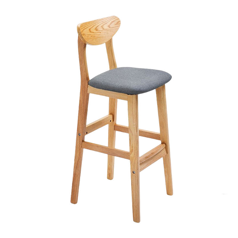 Footrest Wood Upholstered Bar Stool Matte Finish 28.74'' Low Back Stool Grey Natural 1 Piece Clearhalo 'Bar Furniture' 'Bar Stools' 'bar_stools' 'furn' 'furn_bar_stools' 'Furniture' 'furniture_bar_stools' 'Kitchen & Dining Furniture' 4855354
