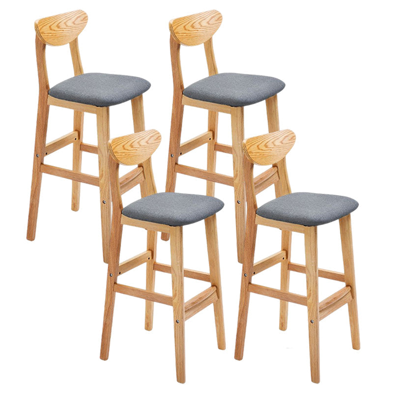 Footrest Wood Upholstered Bar Stool Matte Finish 28.74'' Low Back Stool Grey Natural 4 Piece Set Clearhalo 'Bar Furniture' 'Bar Stools' 'bar_stools' 'furn' 'furn_bar_stools' 'Furniture' 'furniture_bar_stools' 'Kitchen & Dining Furniture' 4855356