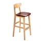 Footrest Wood Upholstered Bar Stool Matte Finish 28.74'' Low Back Stool Brown Natural 1 Piece Clearhalo 'Bar Furniture' 'Bar Stools' 'bar_stools' 'furn' 'furn_bar_stools' 'Furniture' 'furniture_bar_stools' 'Kitchen & Dining Furniture' 4855357