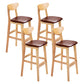 Footrest Wood Upholstered Bar Stool Matte Finish 28.74'' Low Back Stool Brown Natural 4 Piece Set Clearhalo 'Bar Furniture' 'Bar Stools' 'bar_stools' 'furn' 'furn_bar_stools' 'Furniture' 'furniture_bar_stools' 'Kitchen & Dining Furniture' 4855359