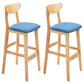Footrest Wood Upholstered Bar Stool Matte Finish 28.74'' Low Back Stool Blue Natural 2 Piece Set Clearhalo 'Bar Furniture' 'Bar Stools' 'bar_stools' 'furn' 'furn_bar_stools' 'Furniture' 'furniture_bar_stools' 'Kitchen & Dining Furniture' 4855361