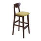 Footrest Wood Upholstered Bar Stool Matte Finish 28.74'' Low Back Stool Green Brown 1 Piece Clearhalo 'Bar Furniture' 'Bar Stools' 'bar_stools' 'furn' 'furn_bar_stools' 'Furniture' 'furniture_bar_stools' 'Kitchen & Dining Furniture' 4855363