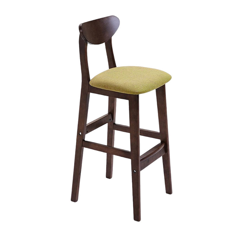 Footrest Wood Upholstered Bar Stool Matte Finish 28.74'' Low Back Stool Green Brown 1 Piece Clearhalo 'Bar Furniture' 'Bar Stools' 'bar_stools' 'furn' 'furn_bar_stools' 'Furniture' 'furniture_bar_stools' 'Kitchen & Dining Furniture' 4855363