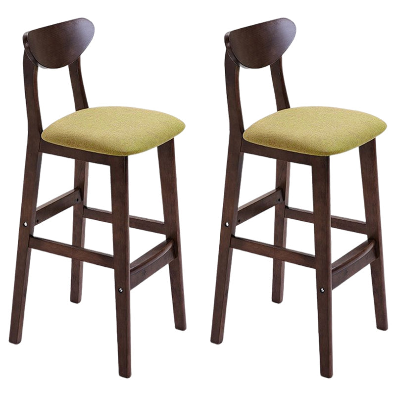 Footrest Wood Upholstered Bar Stool Matte Finish 28.74'' Low Back Stool Green Brown 2 Piece Set Clearhalo 'Bar Furniture' 'Bar Stools' 'bar_stools' 'furn' 'furn_bar_stools' 'Furniture' 'furniture_bar_stools' 'Kitchen & Dining Furniture' 4855364