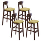 Footrest Wood Upholstered Bar Stool Matte Finish 28.74'' Low Back Stool Green Brown 4 Piece Set Clearhalo 'Bar Furniture' 'Bar Stools' 'bar_stools' 'furn' 'furn_bar_stools' 'Furniture' 'furniture_bar_stools' 'Kitchen & Dining Furniture' 4855365