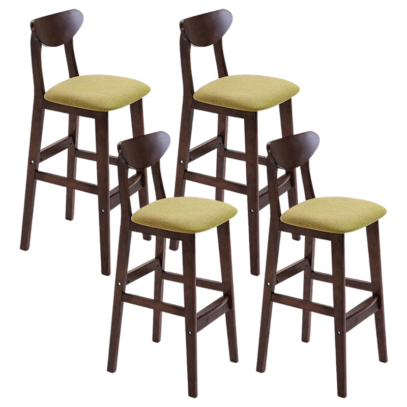 Footrest Wood Upholstered Bar Stool Matte Finish 28.74'' Low Back Stool Green Brown 4 Piece Set Clearhalo 'Bar Furniture' 'Bar Stools' 'bar_stools' 'furn' 'furn_bar_stools' 'Furniture' 'furniture_bar_stools' 'Kitchen & Dining Furniture' 4855365