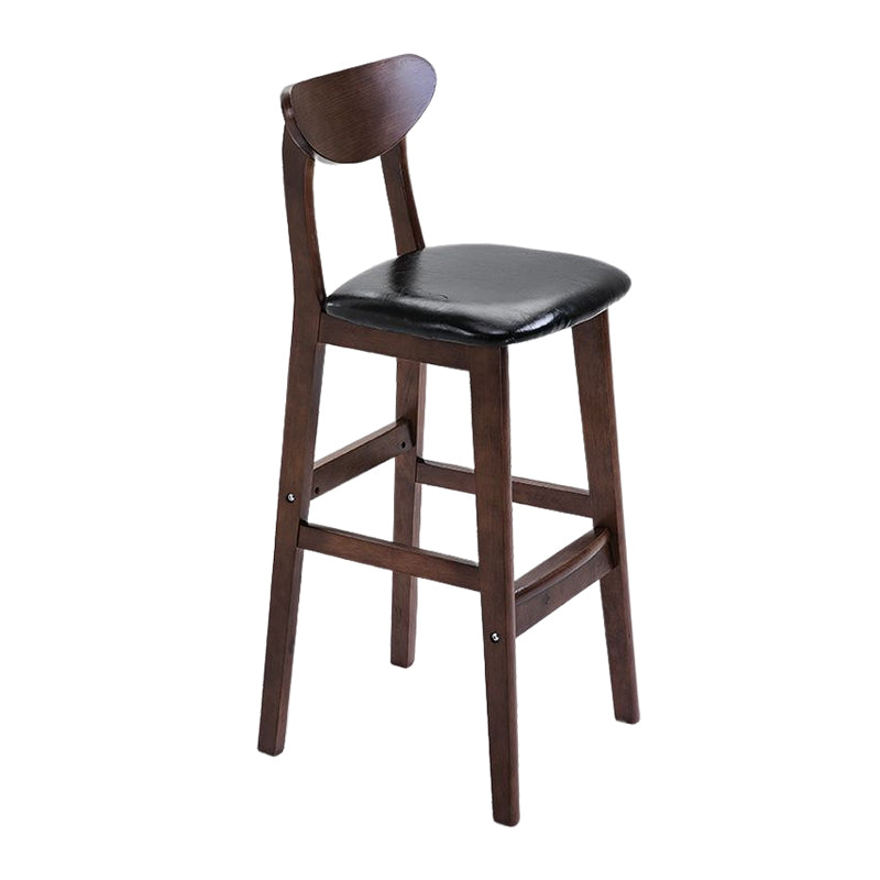 Footrest Wood Upholstered Bar Stool Matte Finish 28.74'' Low Back Stool Black Brown 1 Piece Clearhalo 'Bar Furniture' 'Bar Stools' 'bar_stools' 'furn' 'furn_bar_stools' 'Furniture' 'furniture_bar_stools' 'Kitchen & Dining Furniture' 4855366