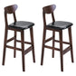 Footrest Wood Upholstered Bar Stool Matte Finish 28.74'' Low Back Stool Black Brown 2 Piece Set Clearhalo 'Bar Furniture' 'Bar Stools' 'bar_stools' 'furn' 'furn_bar_stools' 'Furniture' 'furniture_bar_stools' 'Kitchen & Dining Furniture' 4855367