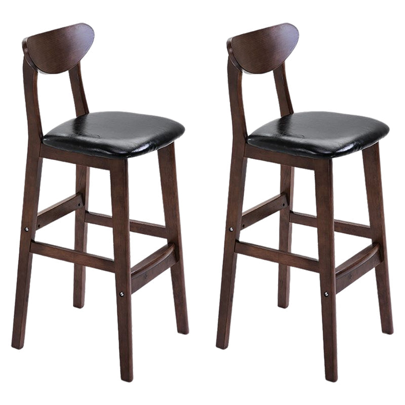 Footrest Wood Upholstered Bar Stool Matte Finish 28.74'' Low Back Stool Black Brown 2 Piece Set Clearhalo 'Bar Furniture' 'Bar Stools' 'bar_stools' 'furn' 'furn_bar_stools' 'Furniture' 'furniture_bar_stools' 'Kitchen & Dining Furniture' 4855367