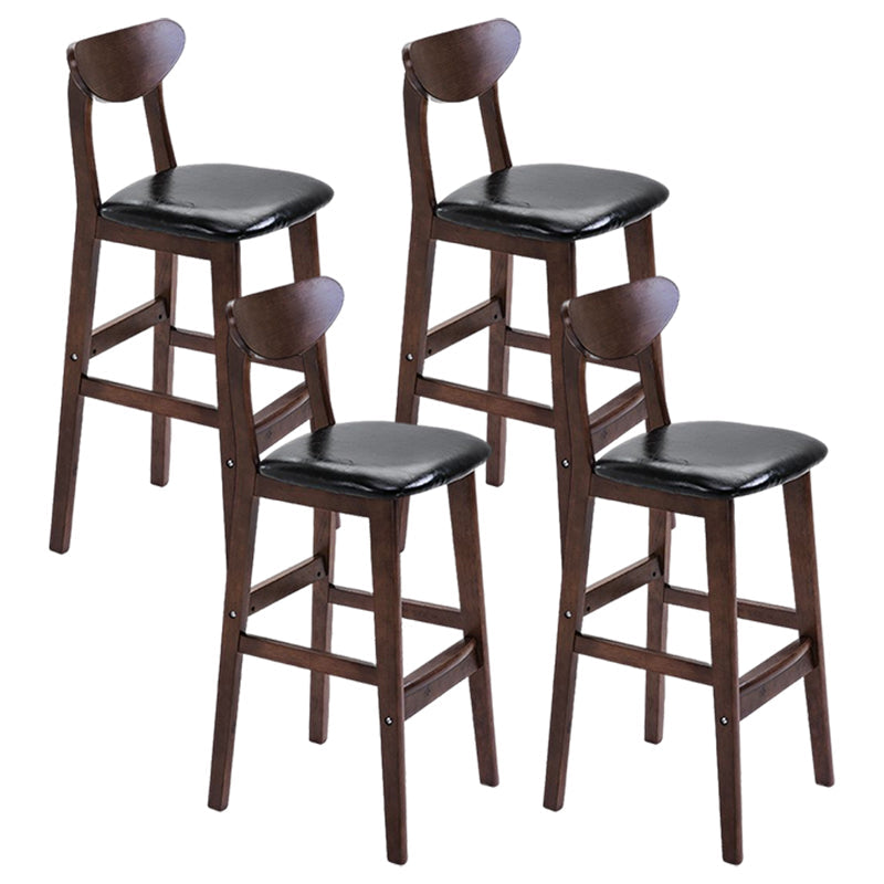 Footrest Wood Upholstered Bar Stool Matte Finish 28.74'' Low Back Stool Black Brown 4 Piece Set Clearhalo 'Bar Furniture' 'Bar Stools' 'bar_stools' 'furn' 'furn_bar_stools' 'Furniture' 'furniture_bar_stools' 'Kitchen & Dining Furniture' 4855368
