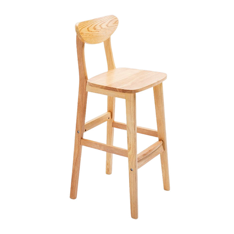 Footrest Wood Upholstered Bar Stool Matte Finish 28.74'' Low Back Stool Wood Natural 1 Piece Clearhalo 'Bar Furniture' 'Bar Stools' 'bar_stools' 'furn' 'furn_bar_stools' 'Furniture' 'furniture_bar_stools' 'Kitchen & Dining Furniture' 4855369