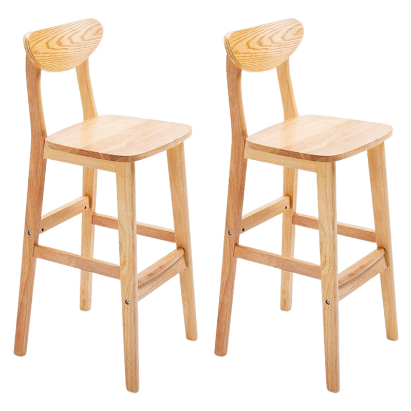Footrest Wood Upholstered Bar Stool Matte Finish 28.74'' Low Back Stool Wood Natural 2 Piece Set Clearhalo 'Bar Furniture' 'Bar Stools' 'bar_stools' 'furn' 'furn_bar_stools' 'Furniture' 'furniture_bar_stools' 'Kitchen & Dining Furniture' 4855370