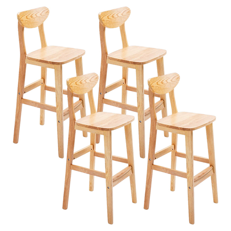 Footrest Wood Upholstered Bar Stool Matte Finish 28.74'' Low Back Stool Wood Natural 4 Piece Set Clearhalo 'Bar Furniture' 'Bar Stools' 'bar_stools' 'furn' 'furn_bar_stools' 'Furniture' 'furniture_bar_stools' 'Kitchen & Dining Furniture' 4855371