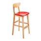 Footrest Wood Upholstered Bar Stool Matte Finish 28.74'' Low Back Stool Red Natural 1 Piece Clearhalo 'Bar Furniture' 'Bar Stools' 'bar_stools' 'furn' 'furn_bar_stools' 'Furniture' 'furniture_bar_stools' 'Kitchen & Dining Furniture' 4855372