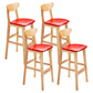 Footrest Wood Upholstered Bar Stool Matte Finish 28.74'' Low Back Stool Red Natural 4 Piece Set Clearhalo 'Bar Furniture' 'Bar Stools' 'bar_stools' 'furn' 'furn_bar_stools' 'Furniture' 'furniture_bar_stools' 'Kitchen & Dining Furniture' 4855374