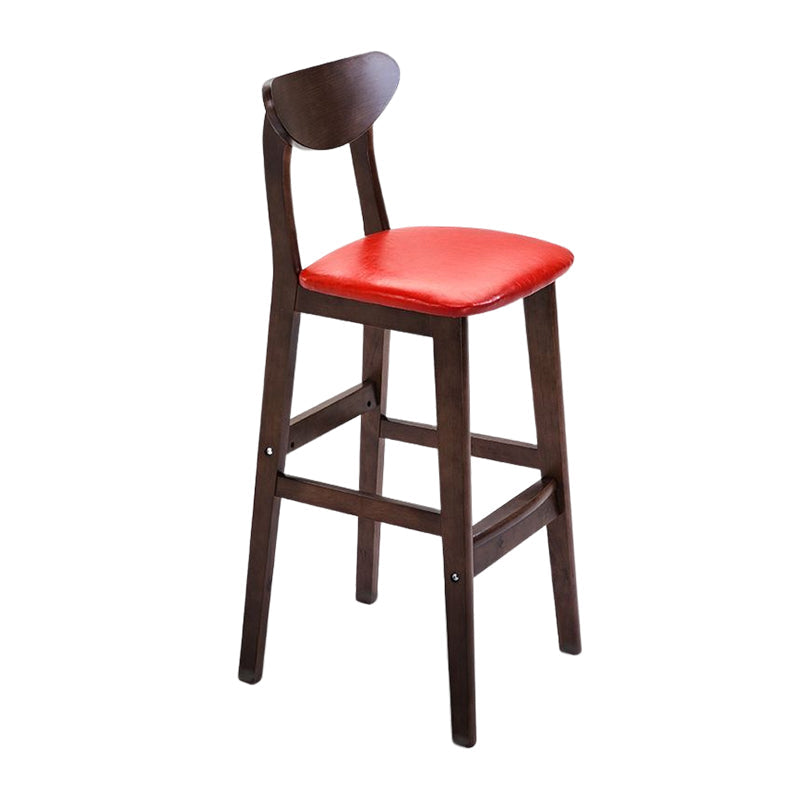 Footrest Wood Upholstered Bar Stool Matte Finish 28.74'' Low Back Stool Red Brown 1 Piece Clearhalo 'Bar Furniture' 'Bar Stools' 'bar_stools' 'furn' 'furn_bar_stools' 'Furniture' 'furniture_bar_stools' 'Kitchen & Dining Furniture' 4855375