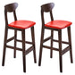 Footrest Wood Upholstered Bar Stool Matte Finish 28.74'' Low Back Stool Red Brown 2 Piece Set Clearhalo 'Bar Furniture' 'Bar Stools' 'bar_stools' 'furn' 'furn_bar_stools' 'Furniture' 'furniture_bar_stools' 'Kitchen & Dining Furniture' 4855376