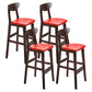 Footrest Wood Upholstered Bar Stool Matte Finish 28.74'' Low Back Stool Red Brown 4 Piece Set Clearhalo 'Bar Furniture' 'Bar Stools' 'bar_stools' 'furn' 'furn_bar_stools' 'Furniture' 'furniture_bar_stools' 'Kitchen & Dining Furniture' 4855377