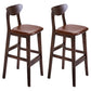 Footrest Wood Upholstered Bar Stool Matte Finish 28.74'' Low Back Stool Brown Brown 2 Piece Set Clearhalo 'Bar Furniture' 'Bar Stools' 'bar_stools' 'furn' 'furn_bar_stools' 'Furniture' 'furniture_bar_stools' 'Kitchen & Dining Furniture' 4855379