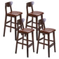 Footrest Wood Upholstered Bar Stool Matte Finish 28.74'' Low Back Stool Brown Brown 4 Piece Set Clearhalo 'Bar Furniture' 'Bar Stools' 'bar_stools' 'furn' 'furn_bar_stools' 'Furniture' 'furniture_bar_stools' 'Kitchen & Dining Furniture' 4855380