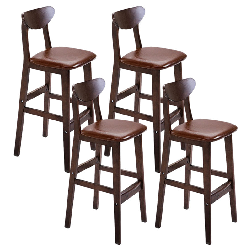 Footrest Wood Upholstered Bar Stool Matte Finish 28.74'' Low Back Stool Brown Brown 4 Piece Set Clearhalo 'Bar Furniture' 'Bar Stools' 'bar_stools' 'furn' 'furn_bar_stools' 'Furniture' 'furniture_bar_stools' 'Kitchen & Dining Furniture' 4855380