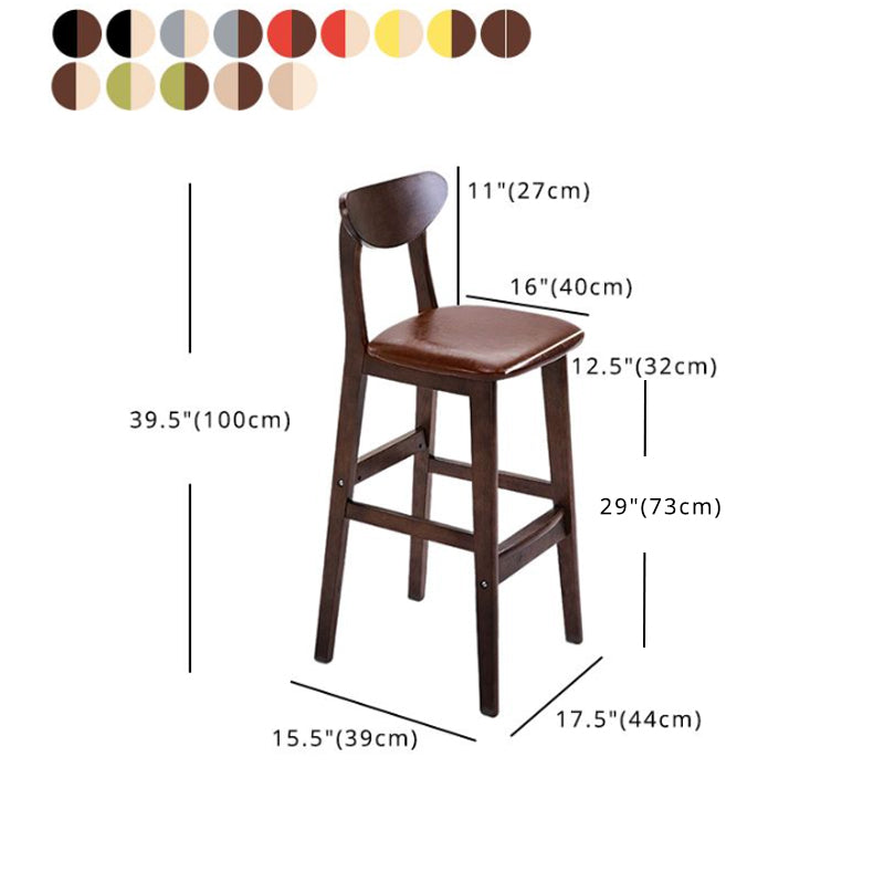 Footrest Wood Upholstered Bar Stool Matte Finish 28.74'' Low Back Stool Clearhalo 'Bar Furniture' 'Bar Stools' 'bar_stools' 'furn' 'furn_bar_stools' 'Furniture' 'furniture_bar_stools' 'Kitchen & Dining Furniture' 4855381