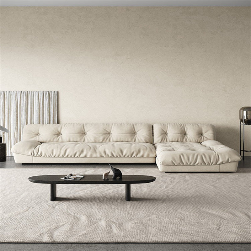 Modern Tufted Back Sofa Sectional Cream Armless Sofa and Chiase Clearhalo 'furn' 'furn_sectionals' 'Furniture' 'furniture_sectionals' 'kitchen' 'kitchen_sectionals' 'Living Room Furniture' 'Sectionals' 4855384