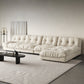 Modern Tufted Back Sofa Sectional Cream Armless Sofa and Chiase 140"L x 69"W x 29.5"H Right Clearhalo 'furn' 'furn_sectionals' 'Furniture' 'furniture_sectionals' 'kitchen' 'kitchen_sectionals' 'Living Room Furniture' 'Sectionals' 4855389
