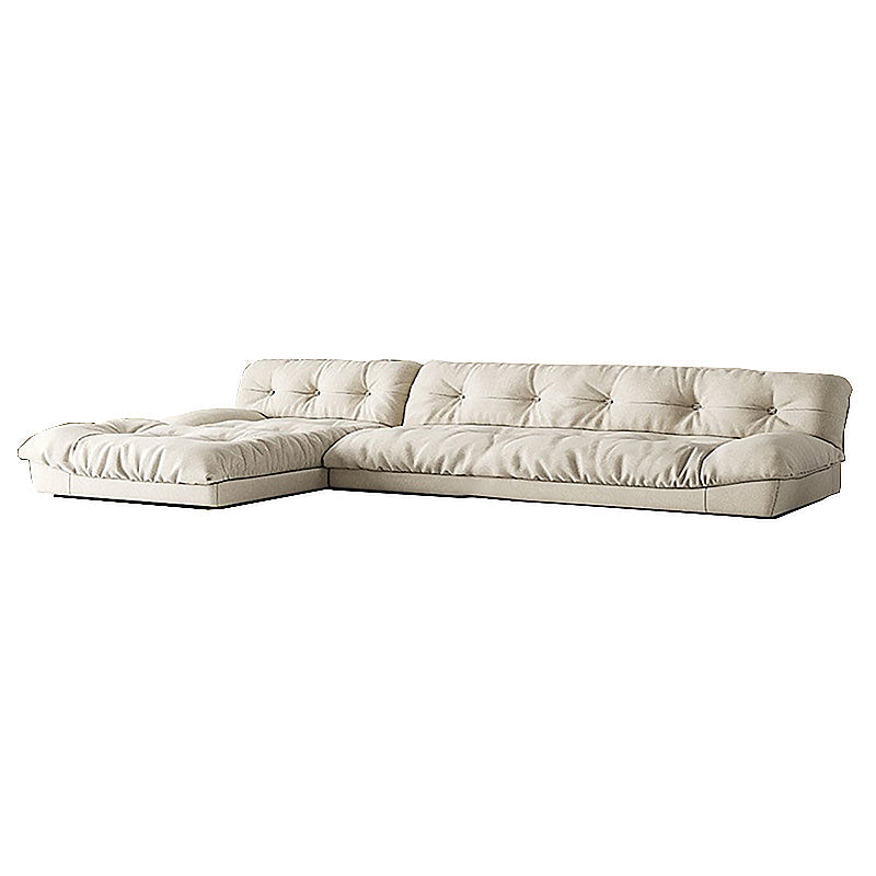Modern Tufted Back Sofa Sectional Cream Armless Sofa and Chiase Clearhalo 'furn' 'furn_sectionals' 'Furniture' 'furniture_sectionals' 'kitchen' 'kitchen_sectionals' 'Living Room Furniture' 'Sectionals' 4855392