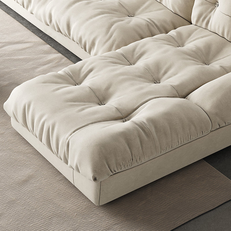 Modern Tufted Back Sofa Sectional Cream Armless Sofa and Chiase Clearhalo 'furn' 'furn_sectionals' 'Furniture' 'furniture_sectionals' 'kitchen' 'kitchen_sectionals' 'Living Room Furniture' 'Sectionals' 4855394