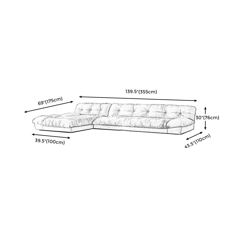 Modern Tufted Back Sofa Sectional Cream Armless Sofa and Chiase Clearhalo 'furn' 'furn_sectionals' 'Furniture' 'furniture_sectionals' 'kitchen' 'kitchen_sectionals' 'Living Room Furniture' 'Sectionals' 4855401