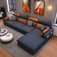 L-Shape Faux leather Square Arm High Back Sectional with Stain-Resistant and Storage Dark Blue-Orange Sponge Clearhalo 'furn' 'furn_sectionals' 'Furniture' 'furniture_sectionals' 'kitchen' 'kitchen_sectionals' 'Living Room Furniture' 'Sectionals' 4855415