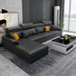 Scandinavian L-Shape Sofa and Chaise Pillow Top Arm High Back Sectional with Slipcover Dark Gray Faux Leather Clearhalo 'furn' 'furn_sectionals' 'Furniture' 'furniture_sectionals' 'kitchen' 'kitchen_sectionals' 'Living Room Furniture' 'Sectionals' 4855441