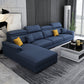 Scandinavian L-Shape Sofa and Chaise Pillow Top Arm High Back Sectional with Slipcover Dark Blue Linen Blend Clearhalo 'furn' 'furn_sectionals' 'Furniture' 'furniture_sectionals' 'kitchen' 'kitchen_sectionals' 'Living Room Furniture' 'Sectionals' 4855446