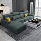 Scandinavian L-Shape Sofa and Chaise Pillow Top Arm High Back Sectional with Slipcover Blackish Green Linen Blend Clearhalo 'furn' 'furn_sectionals' 'Furniture' 'furniture_sectionals' 'kitchen' 'kitchen_sectionals' 'Living Room Furniture' 'Sectionals' 4855449
