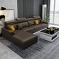 Scandinavian L-Shape Sofa and Chaise Pillow Top Arm High Back Sectional with Slipcover Dark Coffee Faux Leather Clearhalo 'furn' 'furn_sectionals' 'Furniture' 'furniture_sectionals' 'kitchen' 'kitchen_sectionals' 'Living Room Furniture' 'Sectionals' 4855451