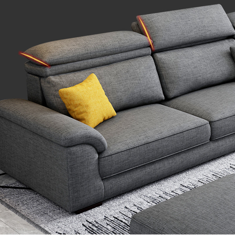 Scandinavian L-Shape Sofa and Chaise Pillow Top Arm High Back Sectional with Slipcover Clearhalo 'furn' 'furn_sectionals' 'Furniture' 'furniture_sectionals' 'kitchen' 'kitchen_sectionals' 'Living Room Furniture' 'Sectionals' 4855453