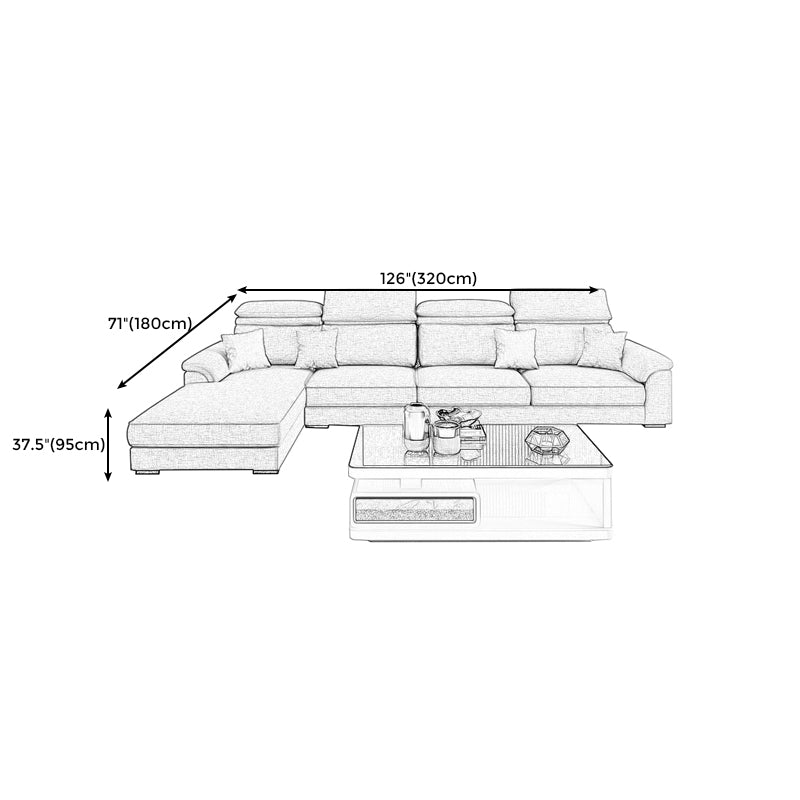 Scandinavian L-Shape Sofa and Chaise Pillow Top Arm High Back Sectional with Slipcover Clearhalo 'furn' 'furn_sectionals' 'Furniture' 'furniture_sectionals' 'kitchen' 'kitchen_sectionals' 'Living Room Furniture' 'Sectionals' 4855456