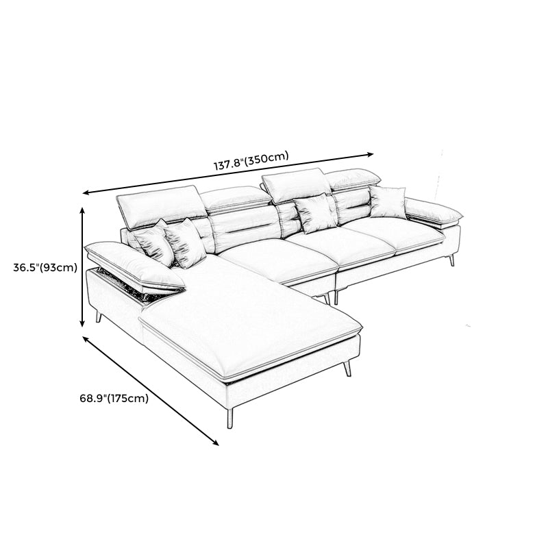L-Shape Faux leather Pillow Top Arm High Back Sectional with Wear resistant Clearhalo 'furn' 'furn_sectionals' 'Furniture' 'furniture_sectionals' 'kitchen' 'kitchen_sectionals' 'Living Room Furniture' 'Sectionals' 4855467