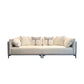 Modern Faux Leather Pillow Top Arm Sofa/Sectional Pillowed Back Cushions for Apartment 94.5"L x 37.4"W x 29.5"H White-Gray Clearhalo 'furn' 'furn_sectionals' 'Furniture' 'furniture_sectionals' 'kitchen' 'kitchen_sectionals' 'Living Room Furniture' 'Sectionals' 4855474