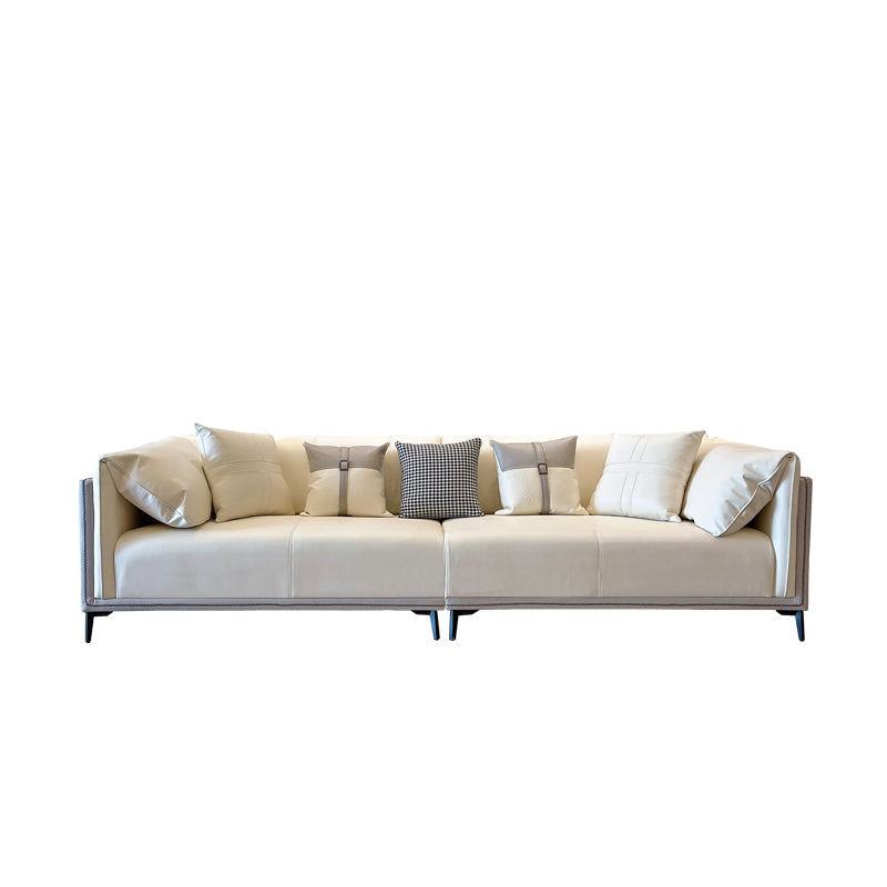 Modern Faux Leather Pillow Top Arm Sofa/Sectional Pillowed Back Cushions for Apartment Clearhalo 'furn' 'furn_sectionals' 'Furniture' 'furniture_sectionals' 'kitchen' 'kitchen_sectionals' 'Living Room Furniture' 'Sectionals' 4855479