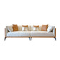 Modern Faux Leather Pillow Top Arm Sofa/Sectional Pillowed Back Cushions for Apartment 94.5"L x 37.4"W x 29.5"H Orange White Clearhalo 'furn' 'furn_sectionals' 'Furniture' 'furniture_sectionals' 'kitchen' 'kitchen_sectionals' 'Living Room Furniture' 'Sectionals' 4855480